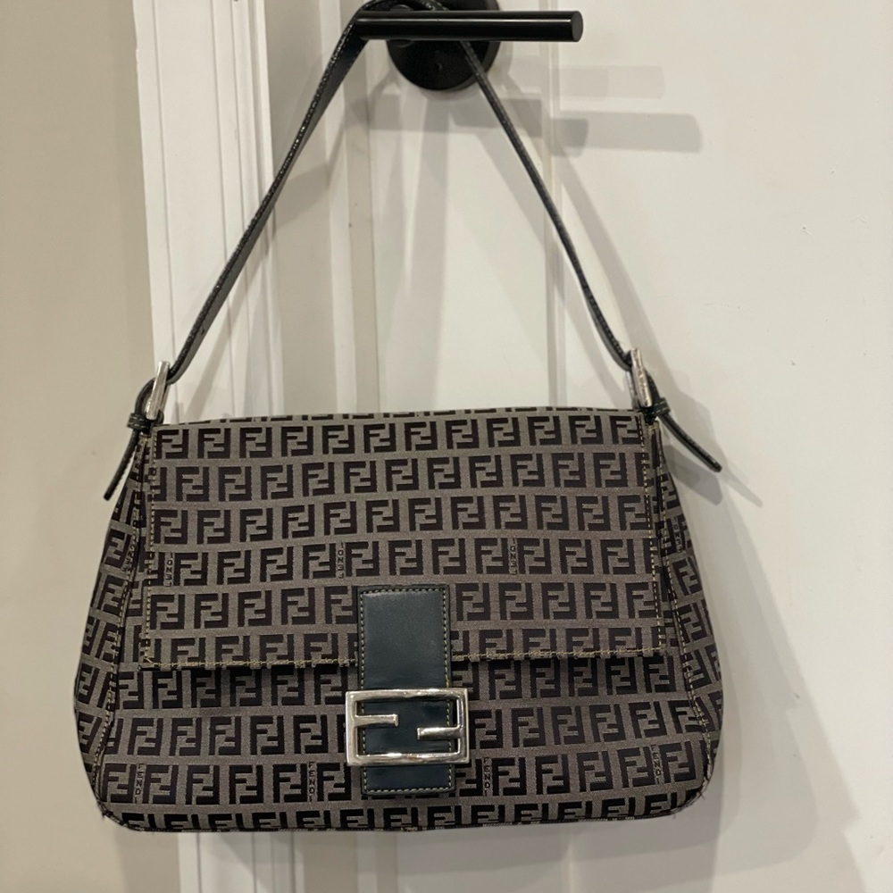 Fendi shoulder bag with adjustable navy leather strap
